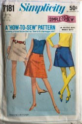 7181 Simplicity 1967 Hip Hugger Mini Skirt Lengths Pattern 9 JR Petite hip 34"